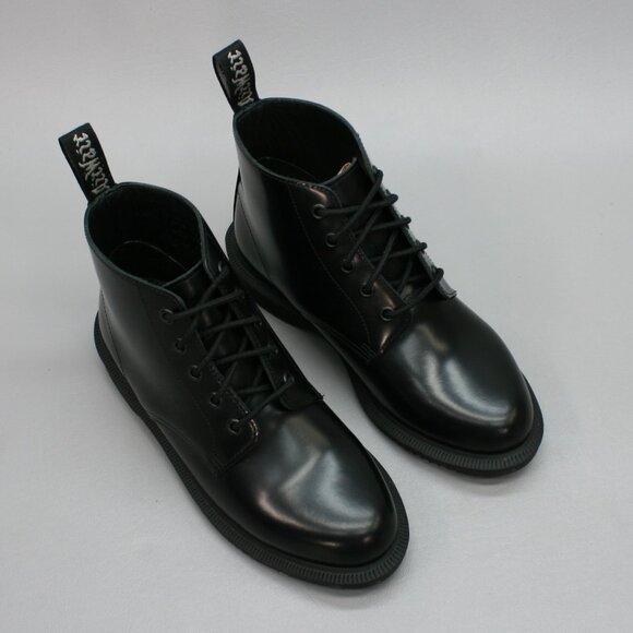 Dr. Martens Ladies 6 Emmeline Polished Smooth Black Leather Ankle Boots 16701001 - Picture 7 of 11